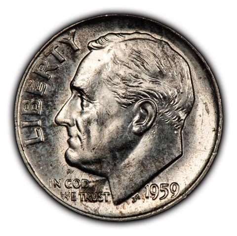 1959 10c Silver Roosevelt Dime - Original Toning - BU - SKU-Y5272 Cover