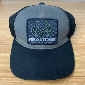 REALTREE Hunting Antlers Cap Neon Green Logo, Black Mesh Snapback Hat - Picture 1 of 7