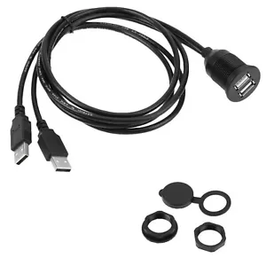 Dual USB Socket Extension Lead Panel Cable for Car Van Dashboard Flush Mount 1m - Picture 1 of 2