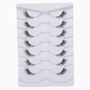 False Eyelashes Natural Half Lashes Short Wispy Clear Band Lashes Pack 7 Pairs M - Picture 1 of 7