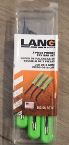 Lang Tools 3pc 5" Mini Pocket Pry Bar Set, GREEN, made in the USA #853-06-3STG - Picture 1 of 3