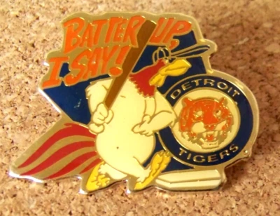 1992 Detroit Tigers Foghorn Leghorn pin Looney Tunes Batter Up I Say MLB c46613 - Image 1 of 4