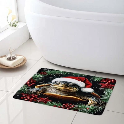 Juego de cortinas de ducha de Navidad verde tortuga marina animales marinos para decoración de baño Foto 1 de 4