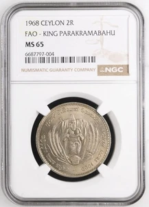 Ceylon 2 Rupees FAO 1968 NGC MS 65 - Picture 1 of 2