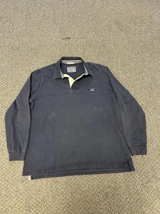 LL Bean Rugby Shirt Mens XL Navy Blue Long Sleeve Casual Polo Logo Patch - Picture 1 of 8