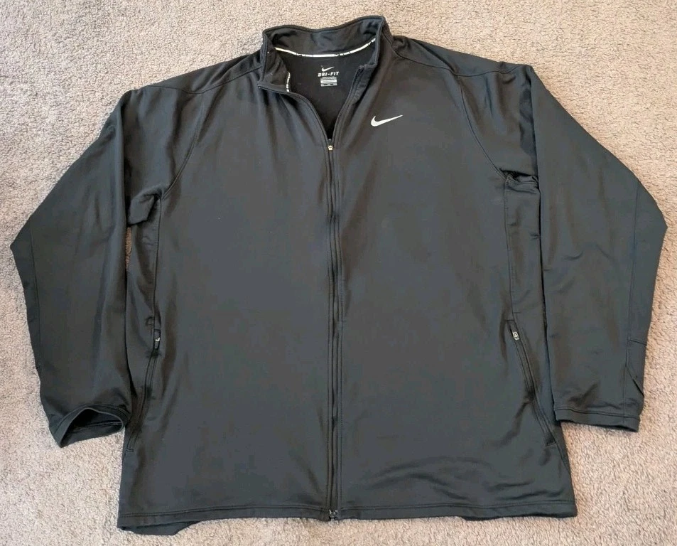 Chaqueta de correr Nike Therma Fit cremallera completa negra 683582-010 para hombre 2XL Foto 1 de 4