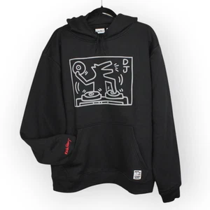NUEVA XL Keith Haring Art DJ DOG Sudadera con Capucha Negra Gris ENVÍO GRATUITO ¡Último Años 80! - Imagen 1 de 11