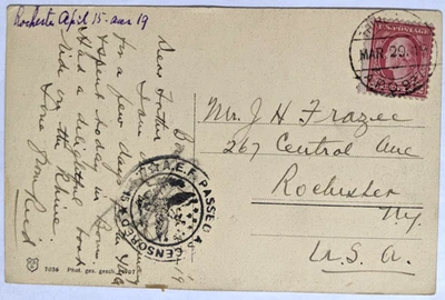3rd Army, A.P.O. 927--Mr. Frazee, Rochester, NY, US/2-C. on PC of Bonn, DE/1919 - Image 1 of 2