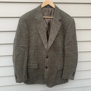 J.Press Harris Tweed Men's Brown Wool Herringbone Blazer Sport Coat 46R - Picture 1 of 17