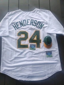 Ricky Henderson Oakland Athletics #24 Jersey & Mini Helmet Hand Signed With COA - Picture 1 of 4
