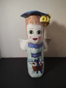 Jarrón de cerámica cilíndrico Susan Paley By Ganz "Gloria" dama ángel 11,5" - Imagen 1 de 11
