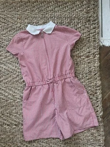 Girls 6-7 Years Red And White School Summer Shorts Dress - Imagen 1 de 4
