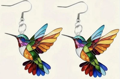 Pendientes Encantador Colibrí 2D Plano Encantador Acrílico Foto 1 de 4