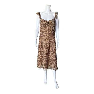 MADISON LEIGH Womens Size 10 Animal Print Sleeveless Ruffled Midi Keyhole Dress - Image 1 of 4