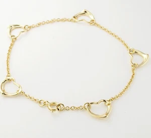 Tiffany Elsa Peretti Open Heart Bracelet K18YG USED - Picture 1 of 4