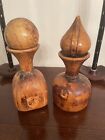 Pair Of Vintage Italian Leather Covered Liquor Decanters With Stopper