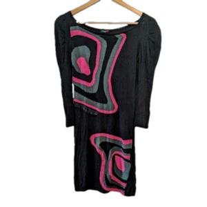 Miss Sixty Dress Women's XS Black Bodycon 3/4 Puff Sleeve Ribbed Made in Italy - Picture 1 of 18