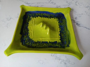 Vintage Green & Blue Ceramic Ashtray - A89 USA Calif - Mid Century Modern - Picture 1 of 8