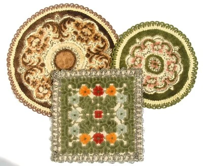 Vintage Dollhouse Miniature Round & Square Area Rugs TDR Belgium - Image 1 of 4