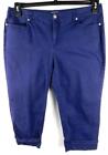 Liz & co. blue multi pocket spandex stretch cuffed capri pants 16