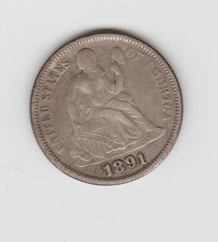 seated dime 1891 xf nice coin full liberty Cover