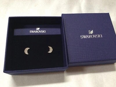 Pendientes Swarovski Media Luna Cristal Blanco Oro Rosa 7/16" V35 Foto 1 de 3