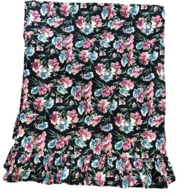 Vintage Ralph Ralph  Lauren Bistro Floral Black Ruffle Flat Full Double Sheet - Image 1 of 4