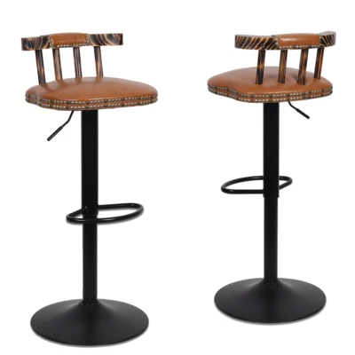 Stuhl Esszimmer 2er Set drehbar Küchenstühle Leder Barhocker höhenverstellbar  - Bild 1 von 4