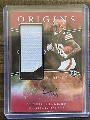 2023 Panini Origins Cedric Tillman Rookie Jumbo Jersey Auto /99 RPA Browns - Image 1 of 4