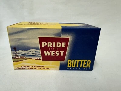 VTG STYLE  Pride of the West Butter Conrad Creamery Valier Montana  Box (EMPTY) - Image 1 of 4