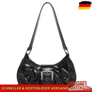 Damen Umhängetasche Y2K PU Leder Hobo Bag Magnetverschluss Handtasche (Schwarz) - Bild 1 von 11