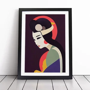 Geisha in astratto n. 3 stampa arte da parete incorniciata grande poster pittura - Foto 1 di 8
