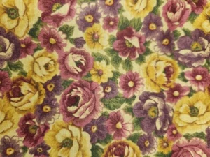 4.21 square yards cloth 43" x 127" Red and Yellow roses vintage looking fabric - Picture 1 of 6