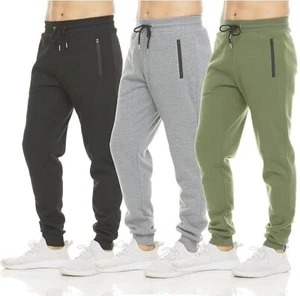 Sweatpants Men's Fleece Lined Slim Fit Casual Zipper Pockets 3 Pack ATH XXXL - Picture 1 of 6