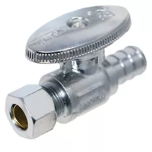 10 PIECES 1/2" PEX X 3/8"OD BRASS 1/4 TURN STRAIGHT STOP VALVE (LEAD-FREE) - Picture 1 of 9