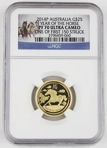 Australia 2014 P 1/4 Oz Gold $25 Year Of Horse Proof Coin NGC PF70 First 150 - Picture 1 of 4