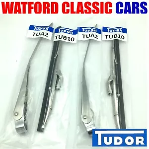 Genuine Tudor 10" MGB Roadster Stainless Steel / Chrome Wiper Arm and Blade Set - Picture 1 of 8