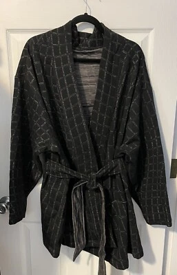 NIKE Yoga Luxe Bata de Baño Reversible Negra a Cuadros Kimono Para Mujer Talla 3X Foto 1 de 4