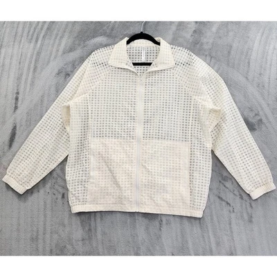 Fabletics Celo Lightweight Checkered Zip-up Jacket Size M Cream Windbreaker Yoga - Image 1 of 4