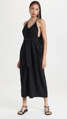 Vestido midi Mara Hoffman para mujer Sydney con cinturón gasa talla M cordón negro Foto 1 de 4