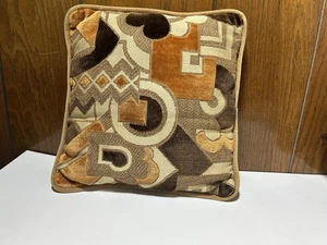Vintage MCM Small Throw Pillow Yellow 11"x11" Geometric 1970vive Retro Read Boho - Picture 1 of 3
