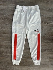 NEW $80 Nike AIR Sportswear Sweatpants Joggers Fleece Cargo FN7693-121 White - Picture 1 of 7