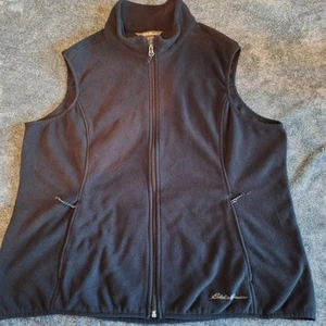 Eddie Bauer Fleece Full Zip Vest Womans 2XL Black Lightweight Camping Hiking... - Picture 1 of 8
