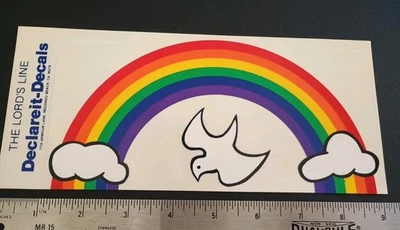 Vintage Stickers Rainbow Clouds Clear Decal Bumper Sticker Religious Jesus 1979 - Image 1 of 4