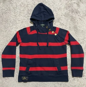 LRL Ralph Lauren Jeans Co Youth Girls Lg. Hooded Sweatshirt Striped Snap Collar - Picture 1 of 10