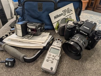Cuerpo de cámara fotográfica Nikon F4 35 mm SRL MF-23 MB-21 AF Nikkor 24-50 mm lente GRAN PAQUETE Foto 1 de 4