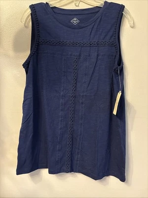St Johns Bay Shirt Womens M Sleeveless Dark Blue NWT Blouse - Image 1 of 4