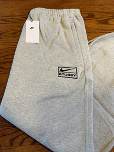 Nike x Stussy Fleece Cuffed Sweatpants Mens Size 2XL Grey Heather FN5231-050 NWT - Picture 1 of 6