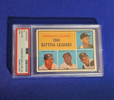 1961 Topps #41 NL BATTING LEADERS PSA 6 EX-MT.  - Image 1 of 3