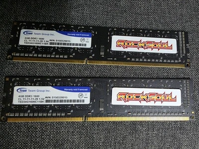 RockSoul 8GB Kit 4GB DDR3 1600 RAM Memory Sticks x2 Team Group Inc PC Computer - Image 1 of 2